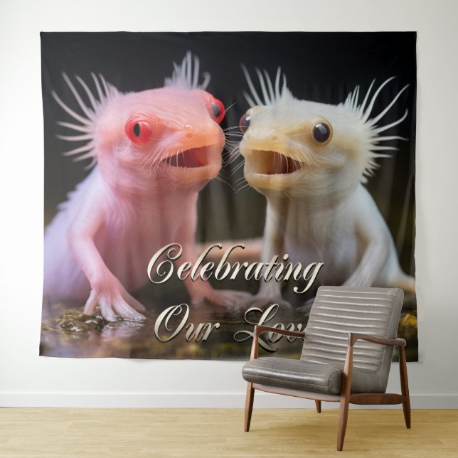 Tapiz Axolotls Fish Party Backdrop Photo Wall Art Banner (In situ (horizontal))