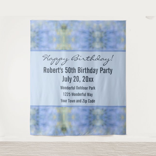 Tapiz Azul Amarillo Abstracto Detalles del Evento Palo V (Anverso)