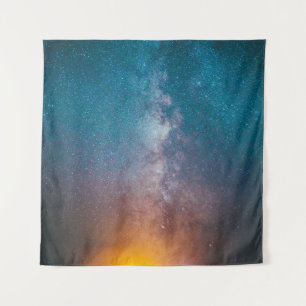 TAPIZ AZUL, AMARILLO Y PIEL DE ESTRELLA DURANTE LA NOCHE