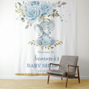Tapiz Azul Bebé Floral Elefante Lindo Niño Shower de Beb