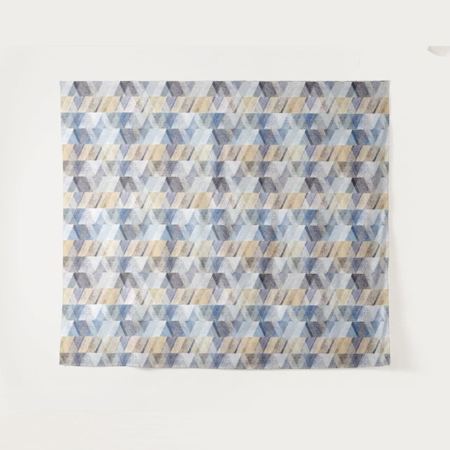 Tapiz azul claro texturizado, zigzag beige (Anverso (horizontal))