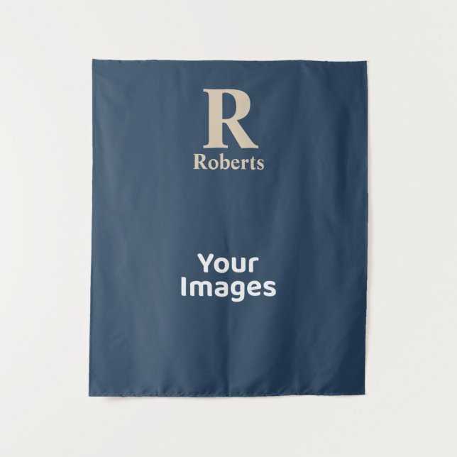 Tapiz Azul Clásico Y Vainilla Nombre/Primera/Familia (Anverso)