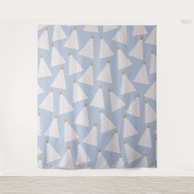 Tapiz Azul de árbol de Navidad (Anverso)