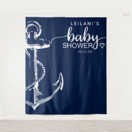 Tapiz Azul de la Marina Baby Shower Anchor Náutico