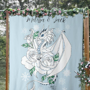 Tapiz Azul del Dragón de Invierno Blanco