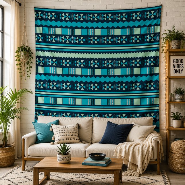 Tapiz Azul étnico azteca (Bring Modern Tribal Charm Home)