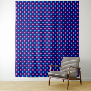 Tapiz Azul Marino Rosa Cian Patrón de Lunares