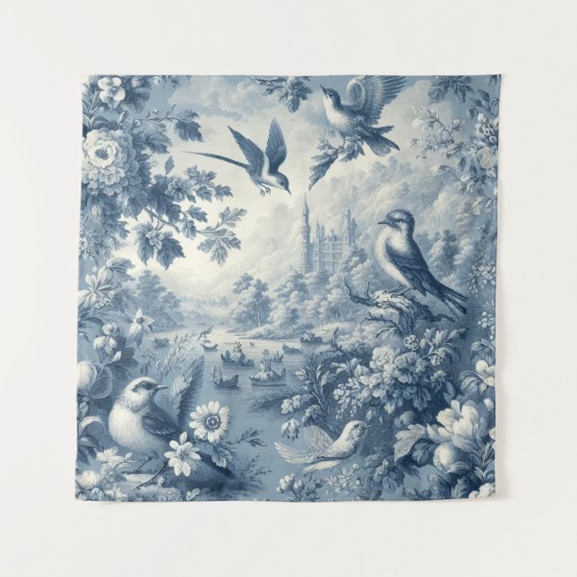 Tapiz Azul romántico vintage (Anverso)