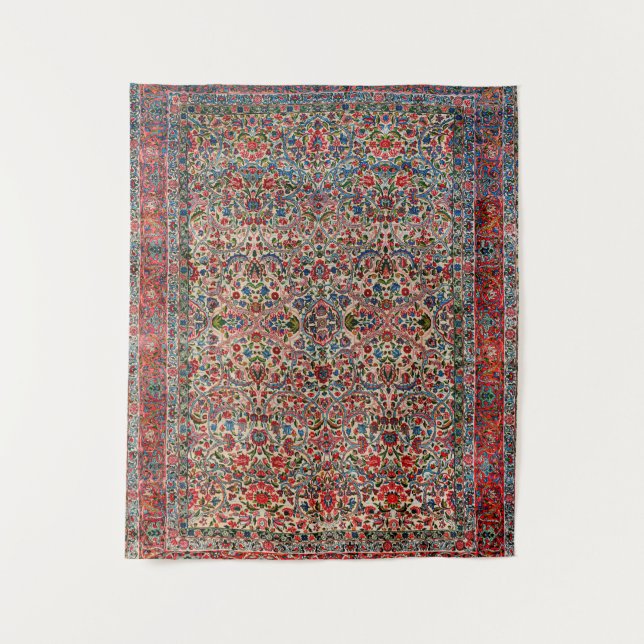 Tapiz Azul rosa rojo Persia del Sur  (Anverso)