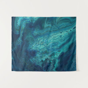 Tapiz Azul Verde azulado Pouring de acrílico Abstracto A