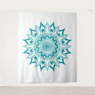 Tapiz Azul-verde sobre mandala blanca