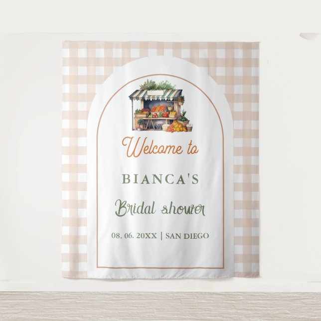 Tapiz Azulejo azul Mediterráneo Arco bienvenida ducha de (Anverso)