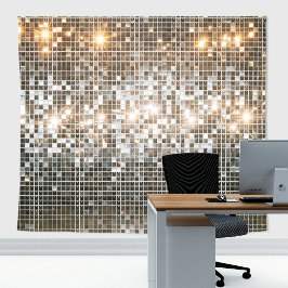 Tapiz Azulejo de Espejo de Discoteca Plateado Brillante 