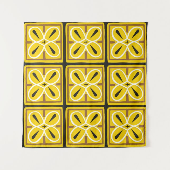 Tapiz Azulejos antiguos, patrón de ilustración  (Anverso)