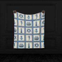 Tapiz Azulejos Náuticos | Ancla de Farol Azul Rueda de T