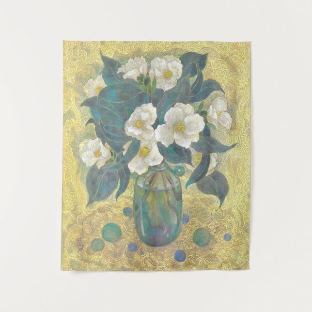 Tapiz Azure Bloom of the Winter Camellia (Anverso)