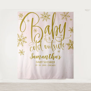 Tapiz Baby It's Cold Outside Chica Baby Shower Backdrop