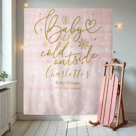 Tapiz Baby It's Cold Outside Chica Baby Shower Backdrop
