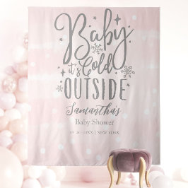 Tapiz Baby It's Cold Outside Chica Baby Shower Backdrop