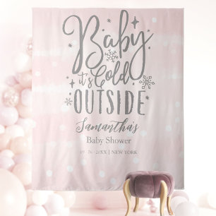 Tapiz Baby It's Cold Outside Chica Baby Shower Backdrop