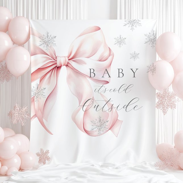 Tapiz Baby It's Cold Outside Pink Bow Backdrop (Subido por el creador)