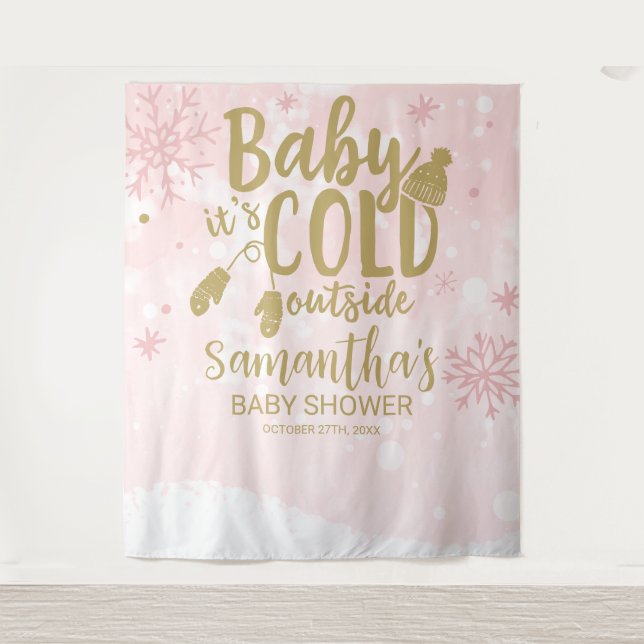 Tapiz Baby It's Cold Outside Winter Backdrop Baby Shower (Anverso)