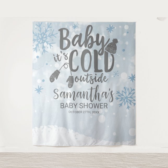 Tapiz Baby It's Cold Outside Winter Backdrop Baby Shower (Anverso)