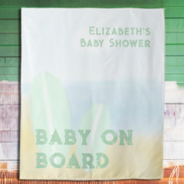 Tapiz Baby On Board Surfing Beach Watercolor Baby Shower