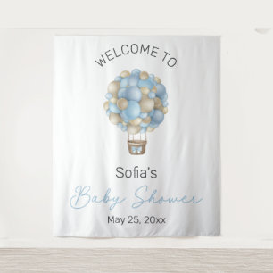 Tapiz Baby Shower Blue Hot Air Balloon