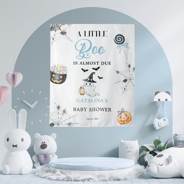Tapiz Baby Shower Blue Little Boo Halloween (Subido por el creador)