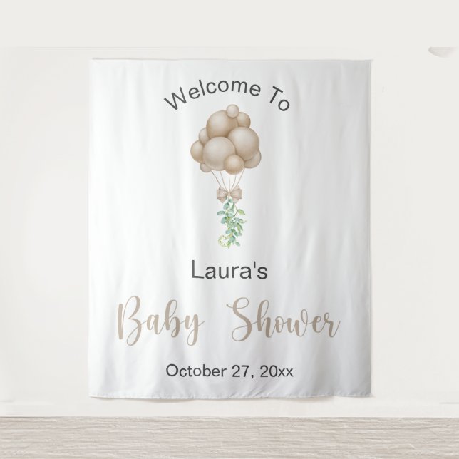 Tapiz Baby Shower de Beige Balloons (Anverso)