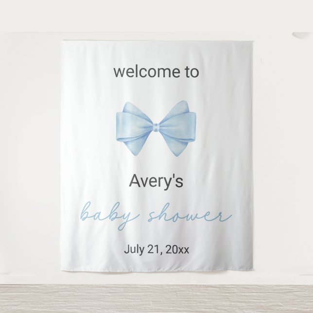 Tapiz Baby Shower de Blue Bow (Anverso)