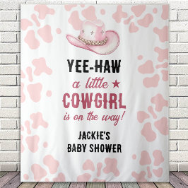 Tapiz Baby Shower de la chica rodeo occidental rosada