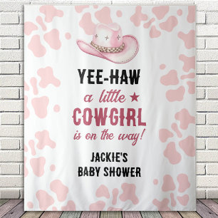 Tapiz Baby Shower de la chica rodeo occidental rosada