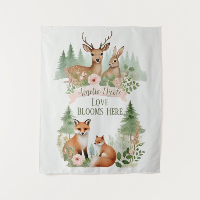 Tapiz Baby Shower de Woodland Animals (Anverso)