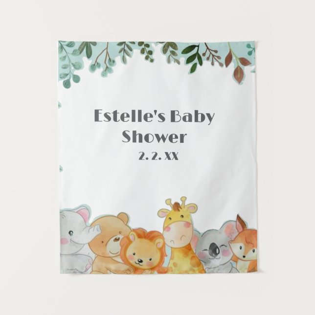 Tapiz Baby Shower de Woodland Animals (Anverso)