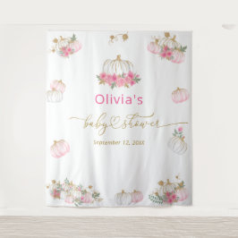 Tapiz Baby Shower floral de calabaza rosa