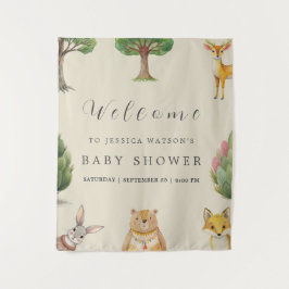 Tapiz Baby Shower Niñito Boho Animales del Bosque