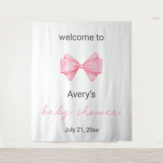 Tapiz Baby Shower Pink Bow (Anverso)