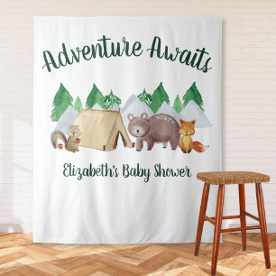 Tapiz Baby Shower Rustic Woodland Animals