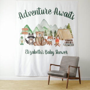 Tapiz Baby Shower Rustic Woodland Animals