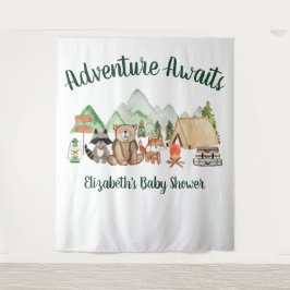Tapiz Baby Shower Rustic Woodland Animals
