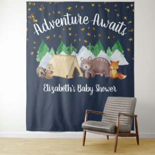 Tapiz Baby Shower Rustic Woodland Animals