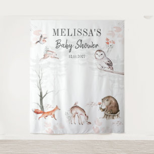 Tapiz Baby Shower Rustic Woodland Forest Animals