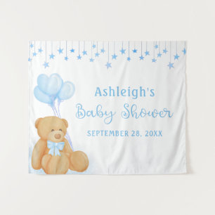 Tapiz Baby Shower Teddy Bear Blue Stars Fondo