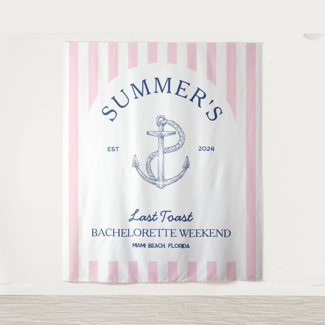 Tapiz Bachelorette Coastal Weekend moderno náutico (Anverso)