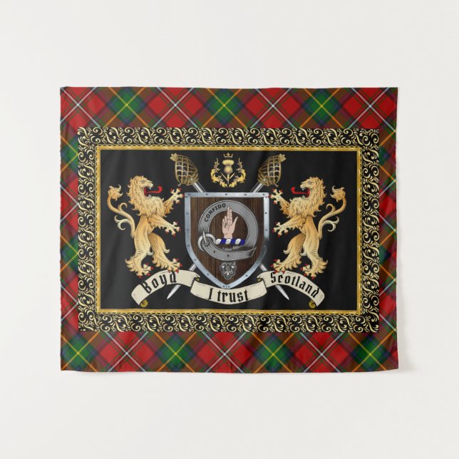 Tapiz Badge Boyd Clan & Motto con Leones (Anverso (horizontal))