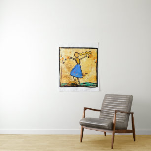 Tapiz Bailarina con falda azul pintura de Egon Schiele