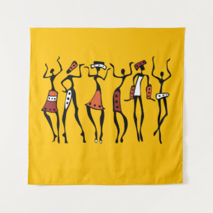 Tapiz Bailarinas africanas, cosecha de silueta étnica.