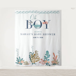 Tapiz Bajo el mar, azul acuarela Oh Boy Baby Shower